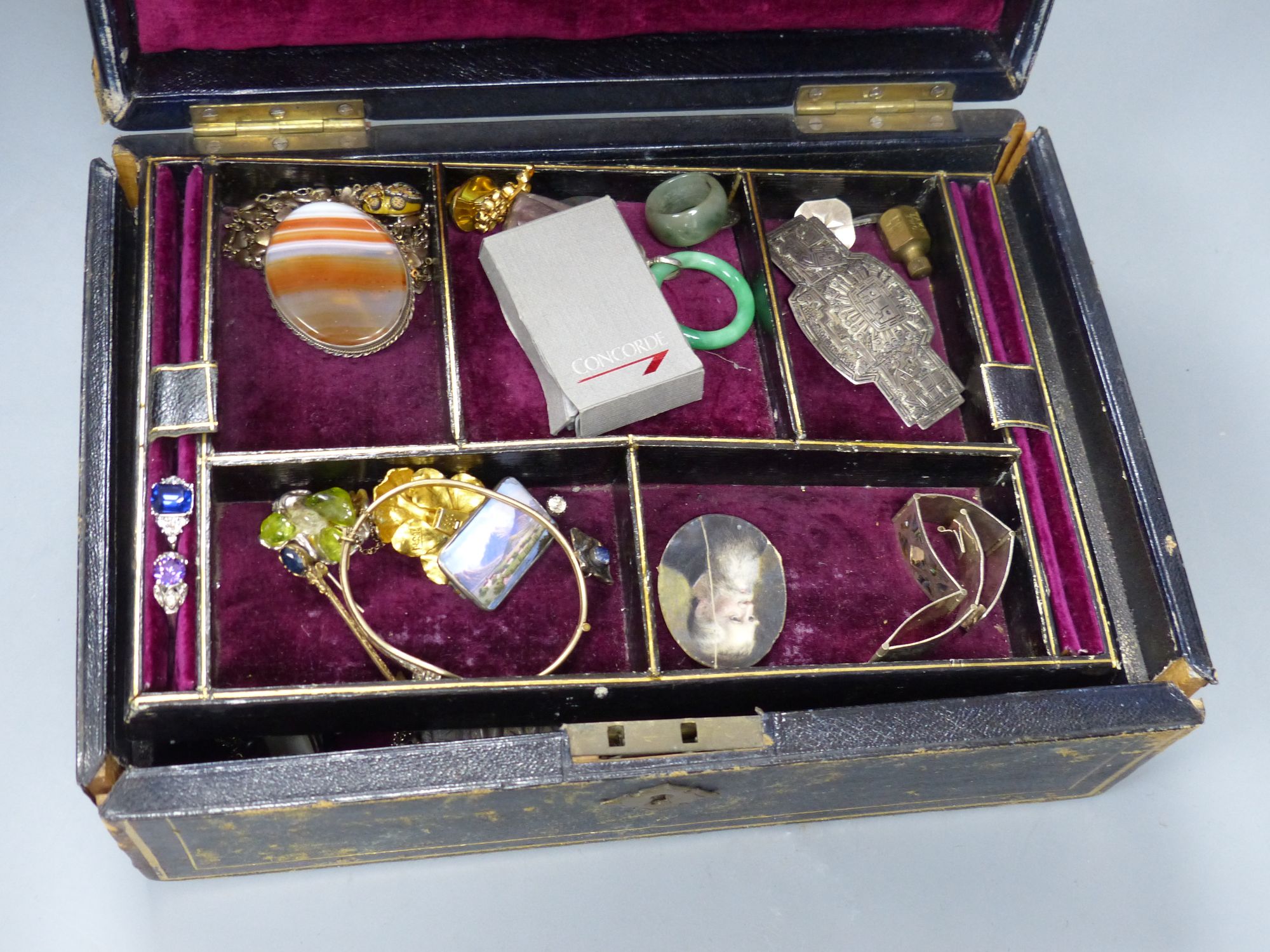 A box of costume jewellery, etc